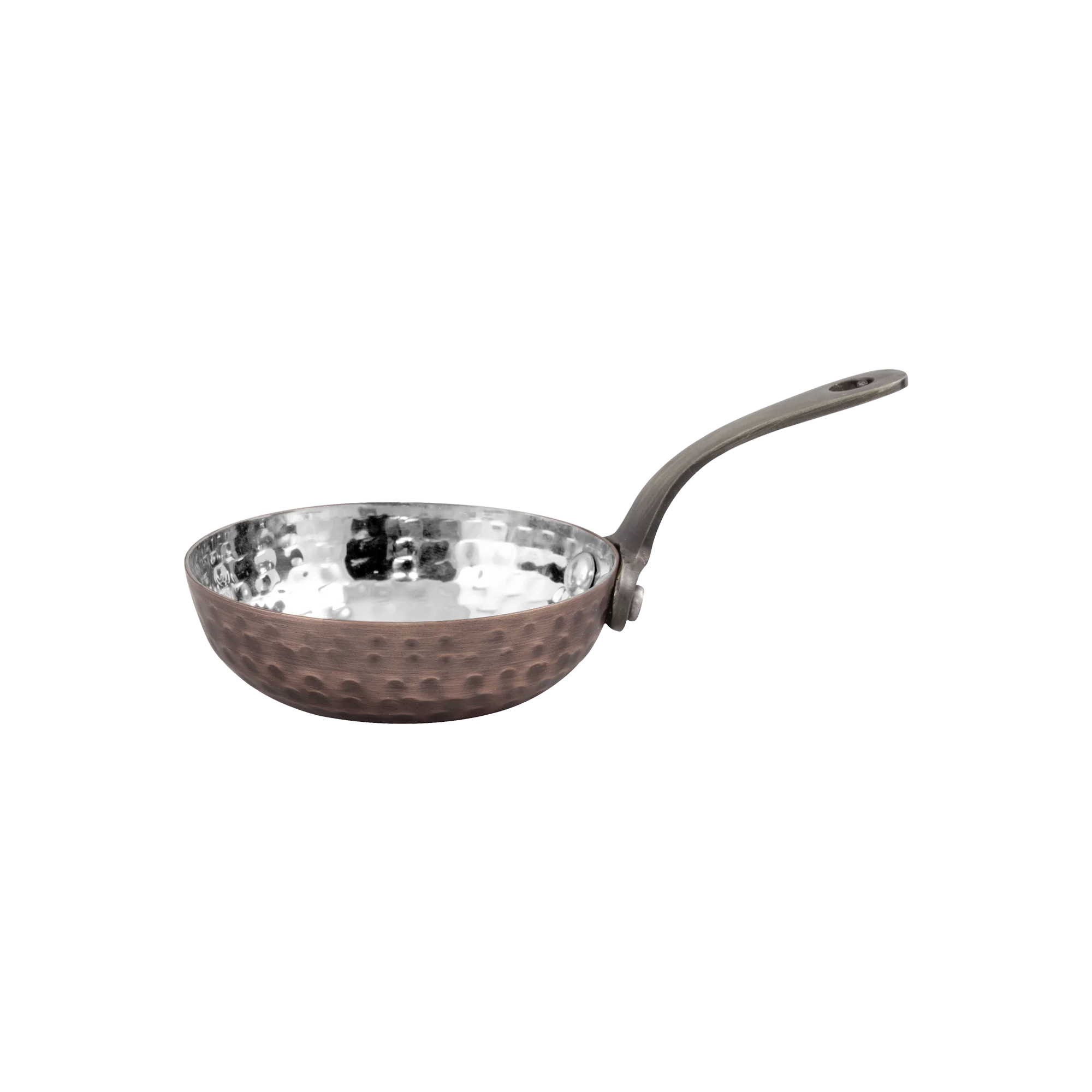 Copper mini tigaie cu mâner lung din alamă