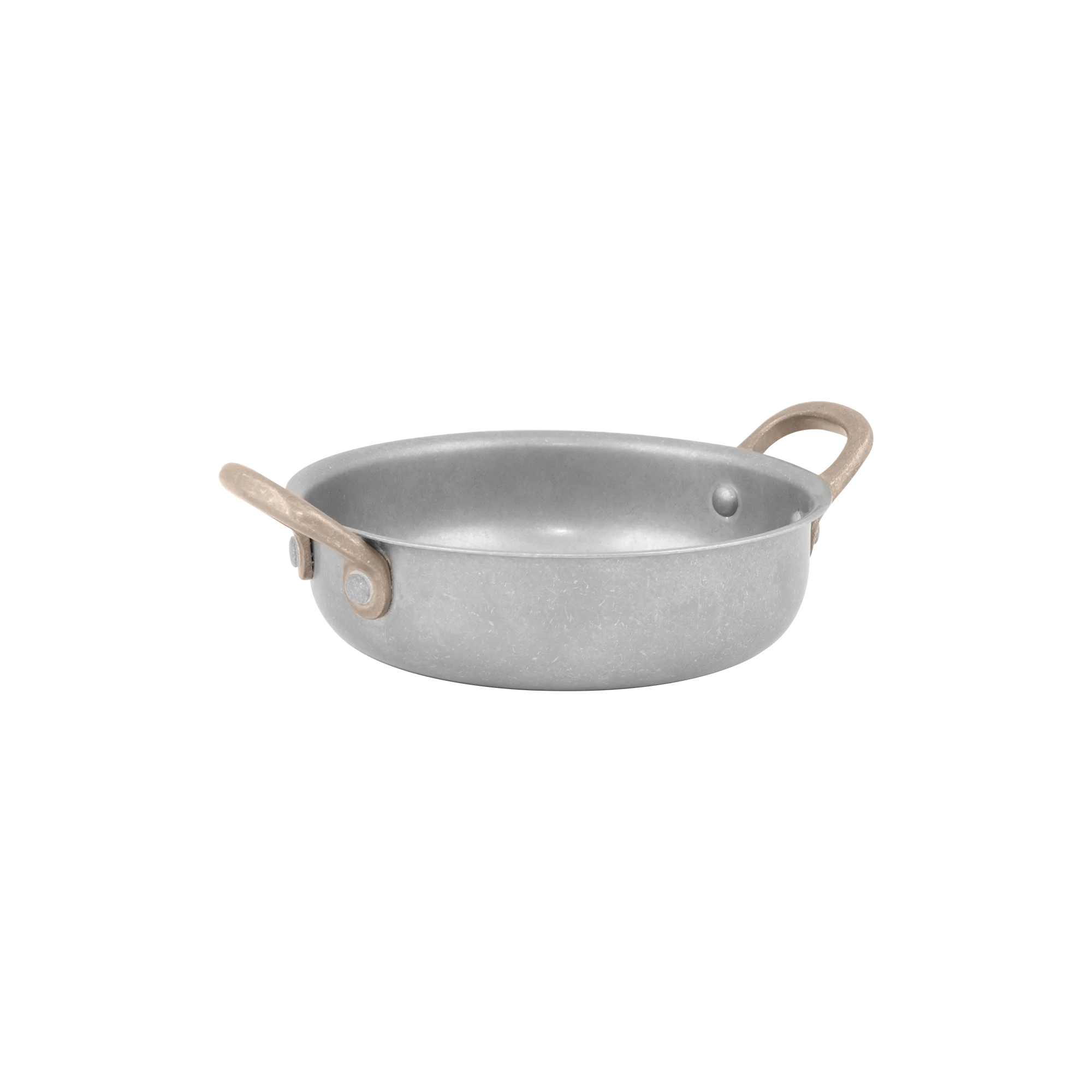 Antique tigaie adâncă cu 2 mânere laterale din alamă